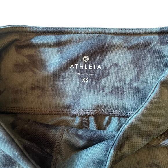 Athleta XS Tie-Dye Cropped Leggings Green Gray Mid Rise 743N - Picture 5 of 9